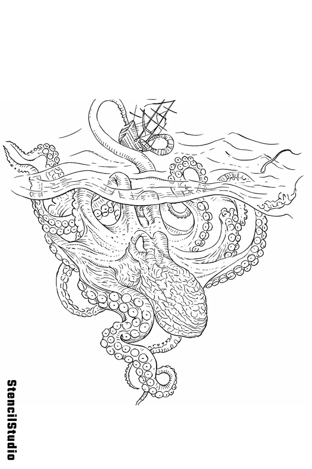 Octopus tattoo stencil example frame 1000008285 png