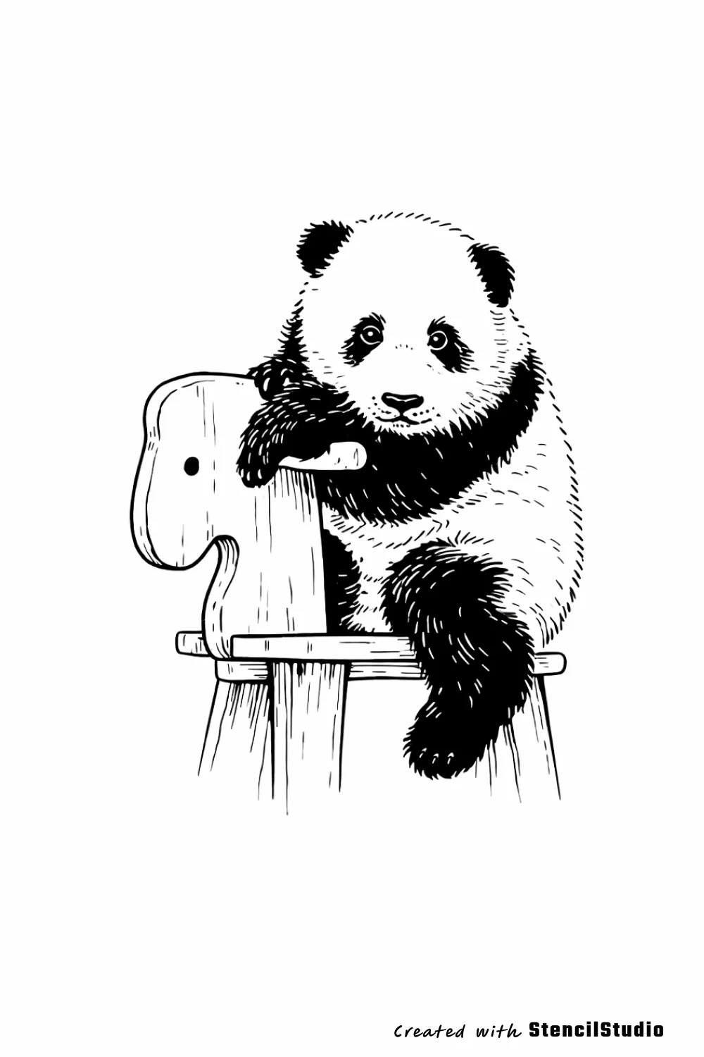 Animal Tattoo Stencil Group example featuring panda linework and readable silhouette