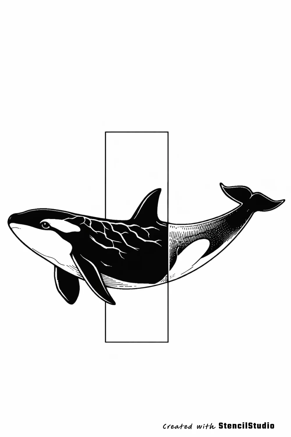 Animal Tattoo Stencil Group example featuring orca linework and readable silhouette